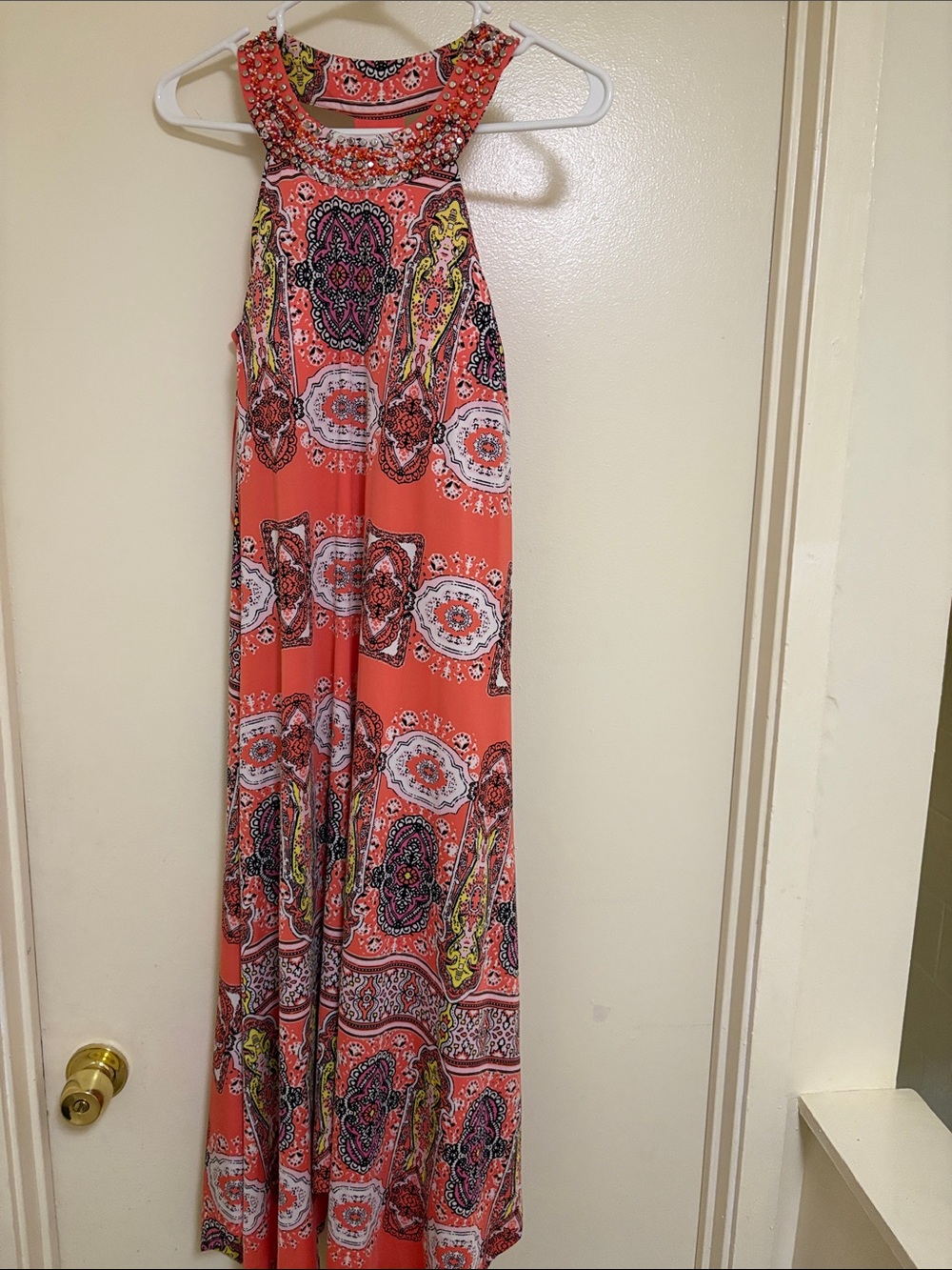 Coral Paisley Maxi Skirt - Unbranded